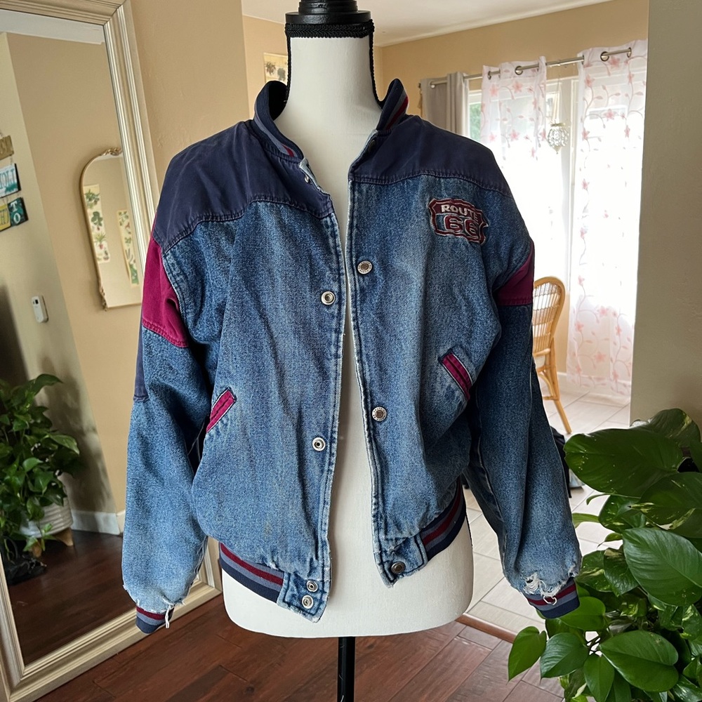 Vintage denim bomber jacket